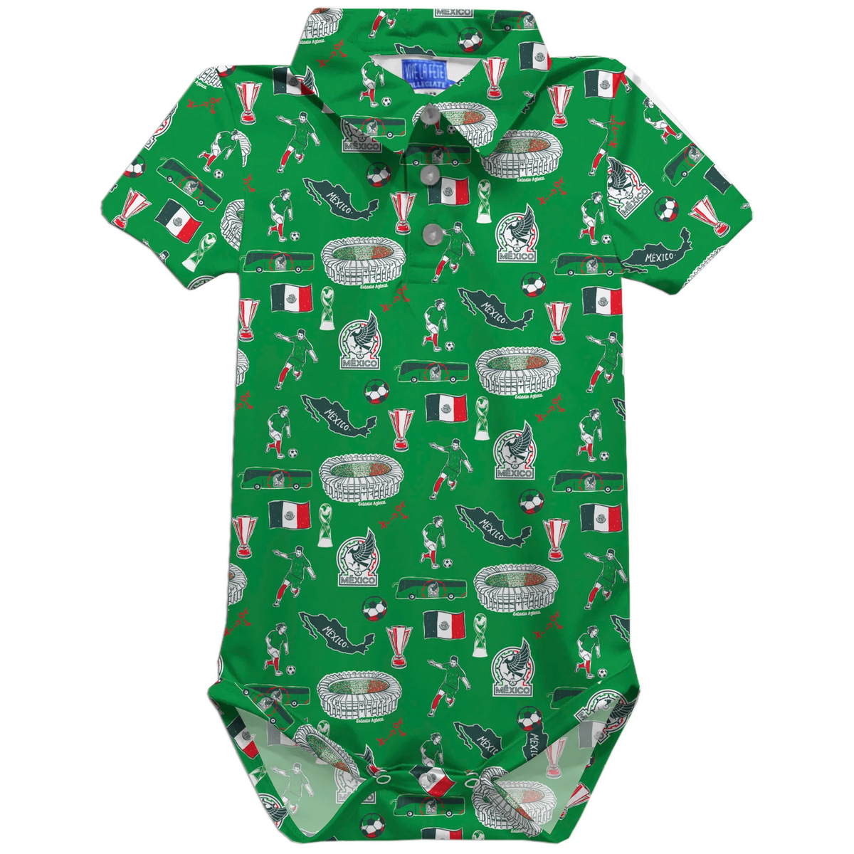 VLF Mexico Infant Theo Polo Bodysuit Green